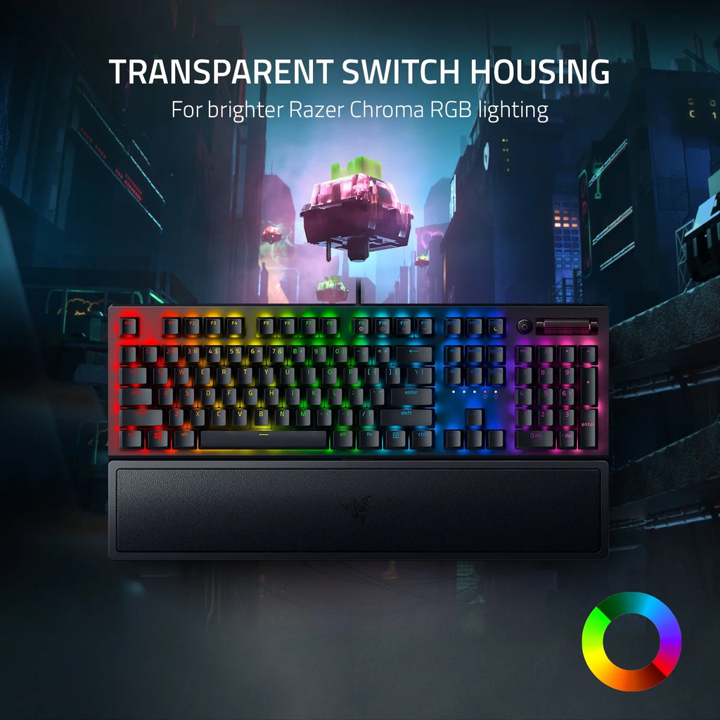 Blackwidow V3 Full Size Mechanical Gaming Keyboard for PC, Chroma RGB, Wrist Rest, Black