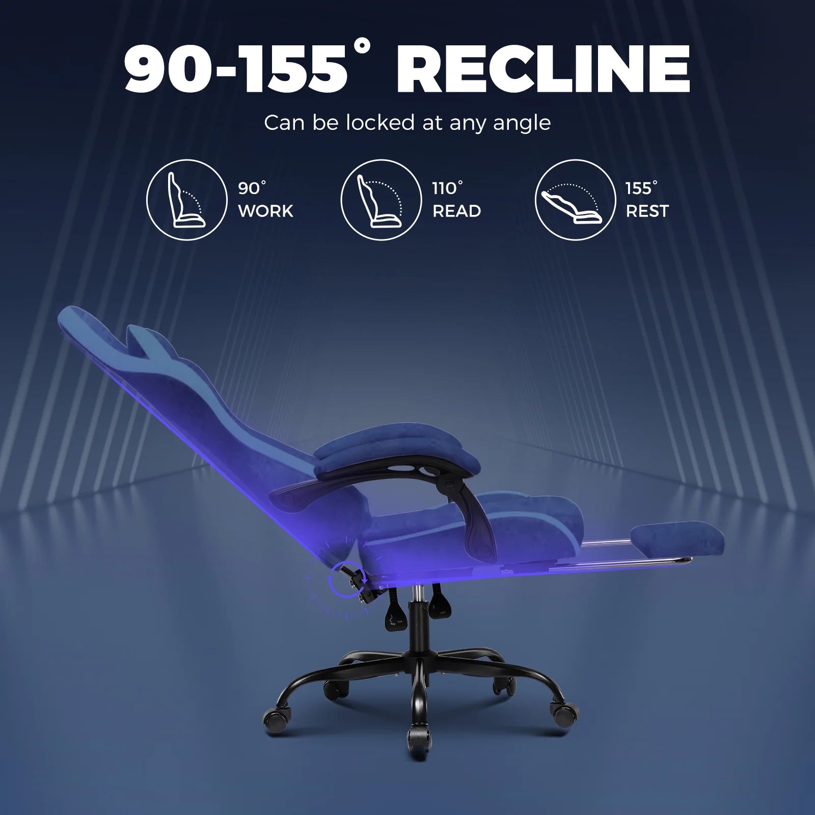 Ergonomic Gaming Chair with Footrest, Computer Gaming Chair for Adults,Dark Blue