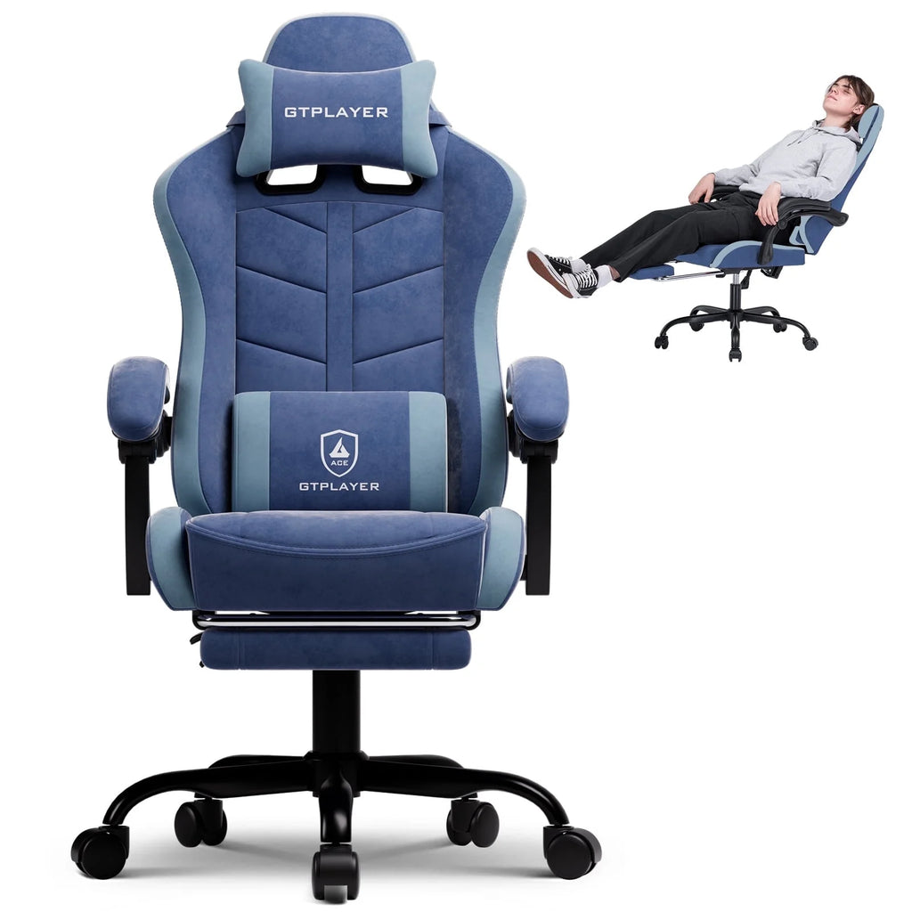 Ergonomic Gaming Chair with Footrest, Computer Gaming Chair for Adults,Dark Blue