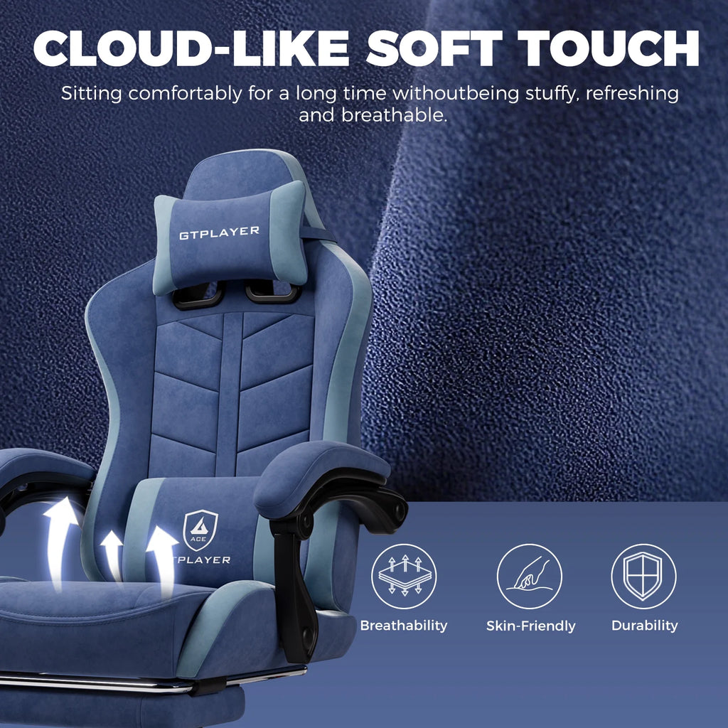 Ergonomic Gaming Chair with Footrest, Computer Gaming Chair for Adults,Dark Blue
