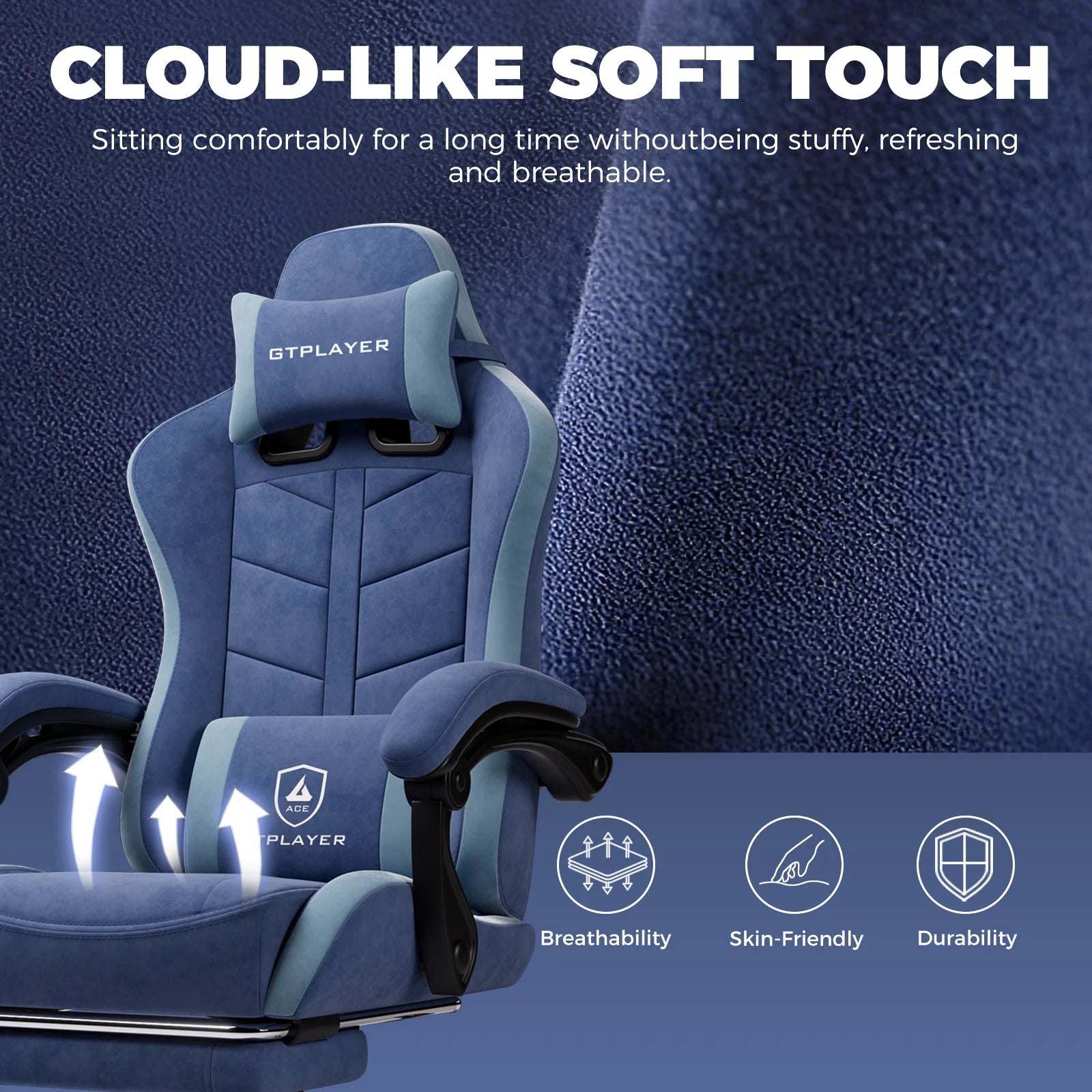 Ergonomic Gaming Chair with Footrest, Computer Gaming Chair for Adults,Dark Blue