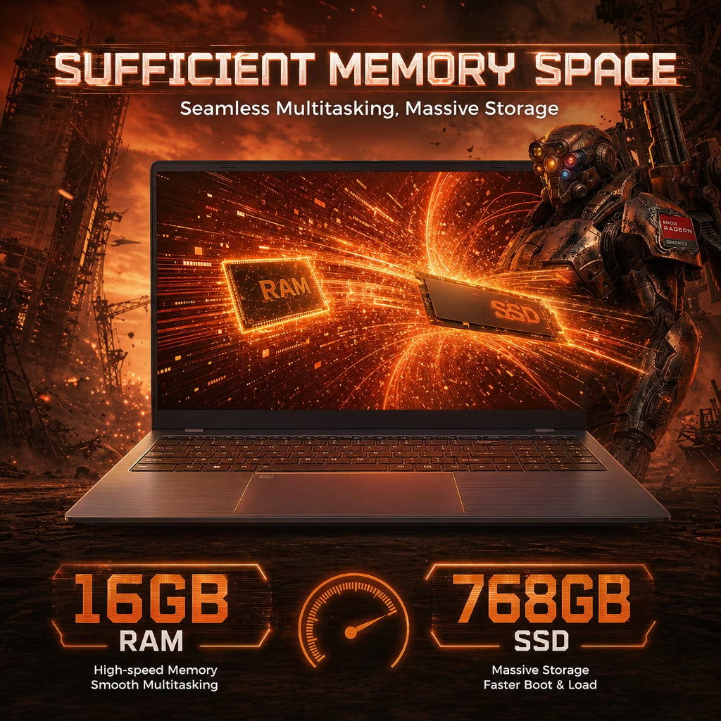 Laptop 15.6 FHD Gaming Laptop, AMD Ryzen 7 5825U, 16GB RAM, 768GB SSD, Windows 11, Graphite, Wifi 5,Gray