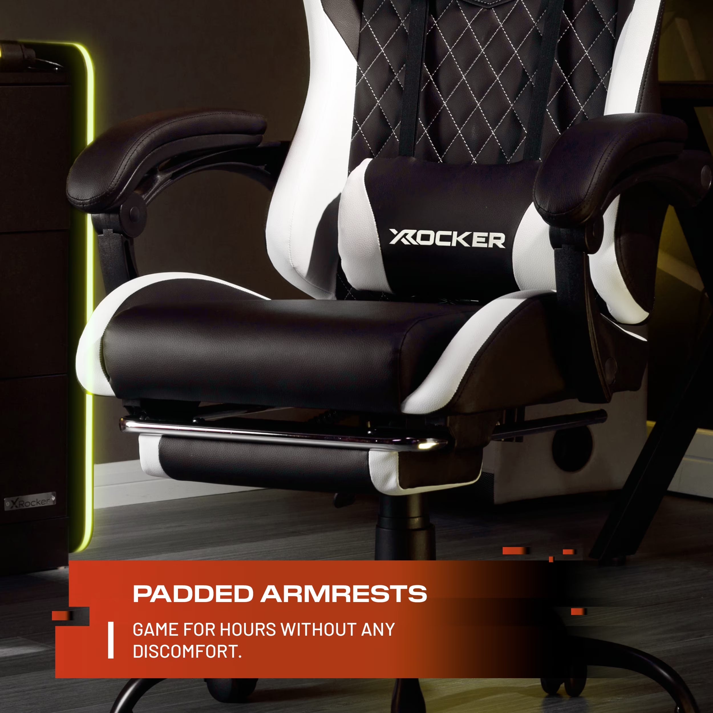 Apex PC Gaming Chair with Massage Function and Footrest, White