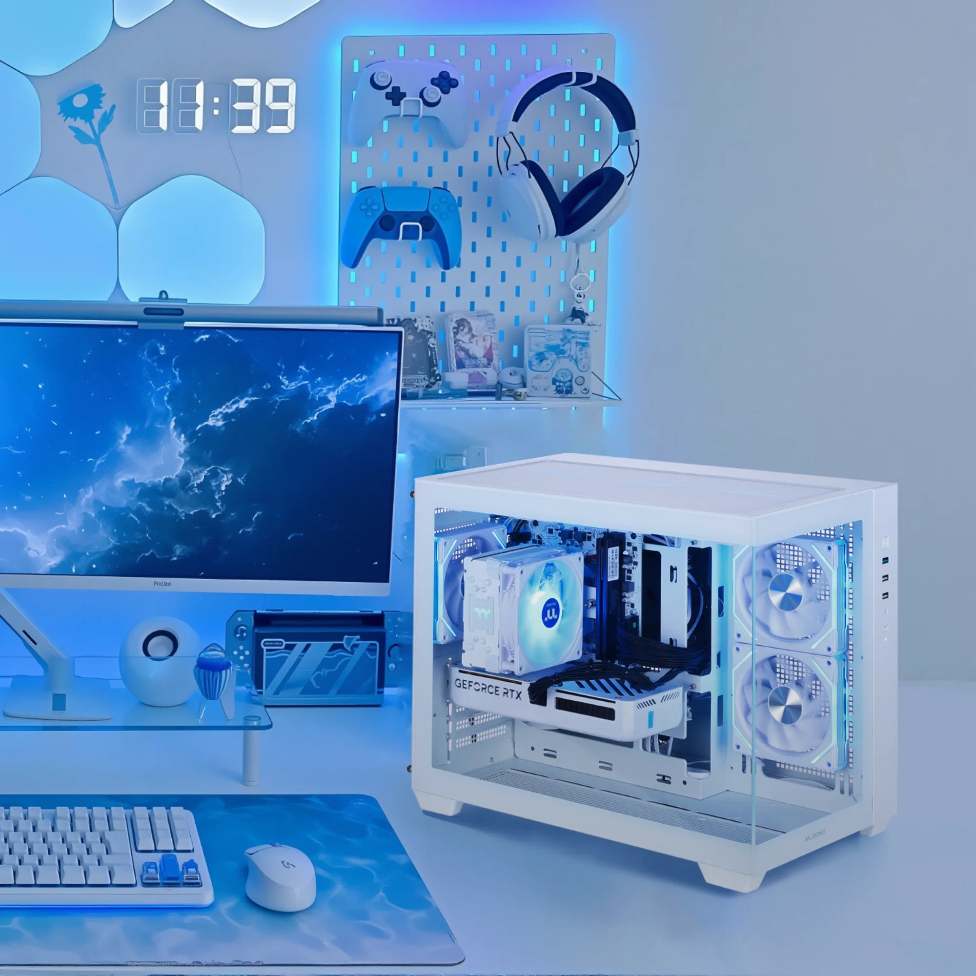 Gaming PC Desktop AMD Ryzen 5 5500 Geforce RTX 5060 1TB SSD 16GB RAM 650W Win11 WIFI White