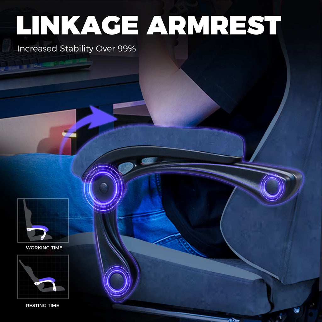 Ergonomic Gaming Chair with Footrest, Computer Gaming Chair for Adults,Dark Blue