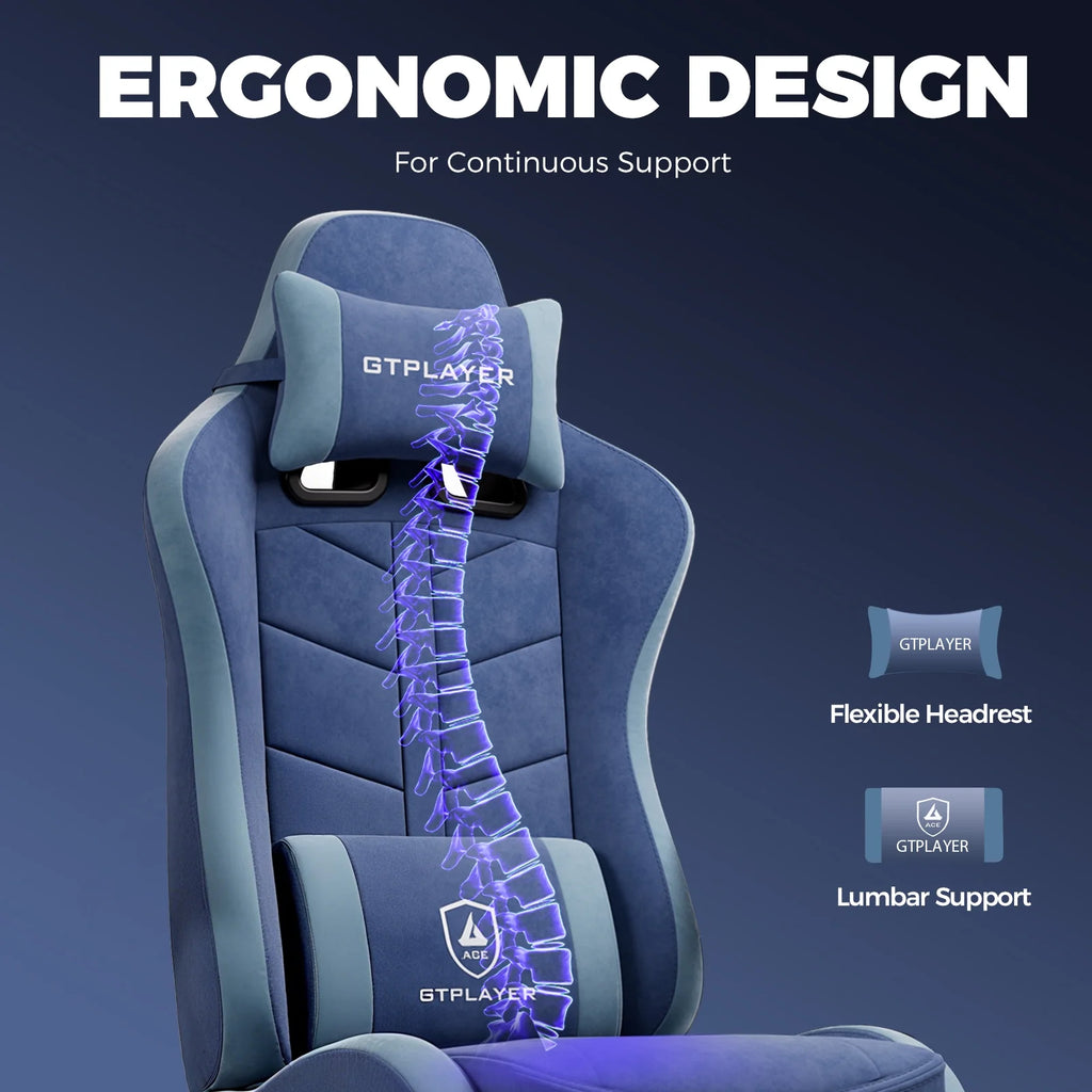 Ergonomic Gaming Chair with Footrest, Computer Gaming Chair for Adults,Dark Blue