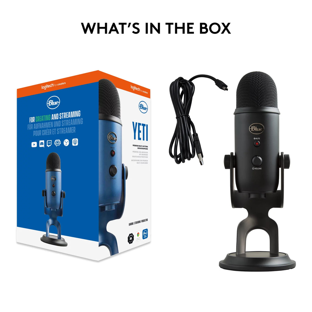 Blue Yeti USB Microphone for PC, Mac, Gaming, Recording, Streaming, Podcasting, Plug and Play, Blackout