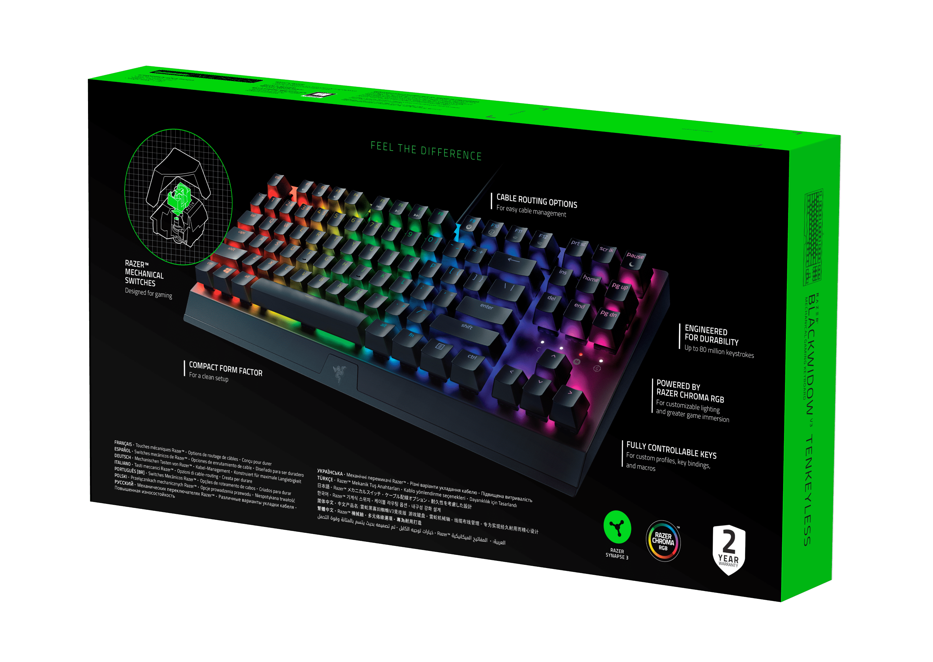 RZ03-03490200-R3U1 Blackwidow V3 Tenkeyless Green Switch US Mechanical Gaming Keyboard