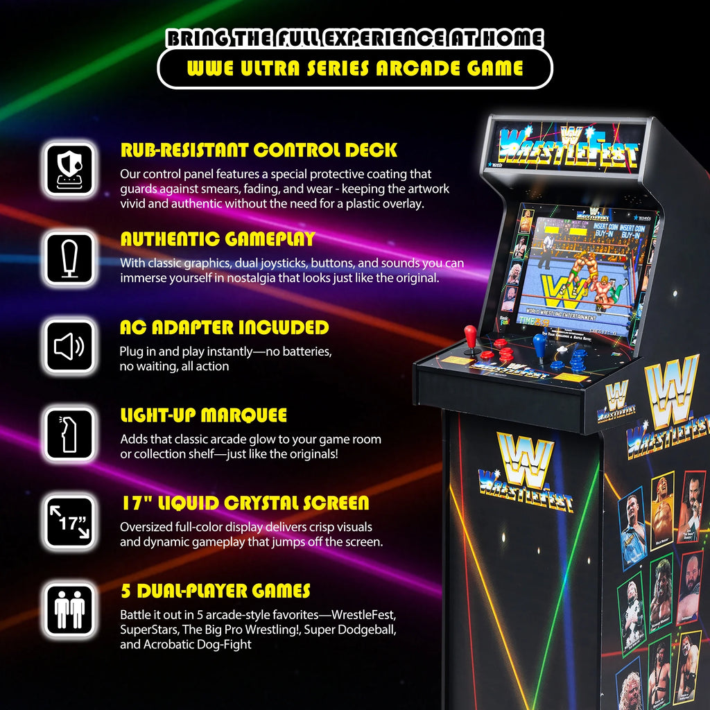 Arcade Classics WWE Ultra Series Game Machine with 17" Liquid Crystal Screen & 5 Games