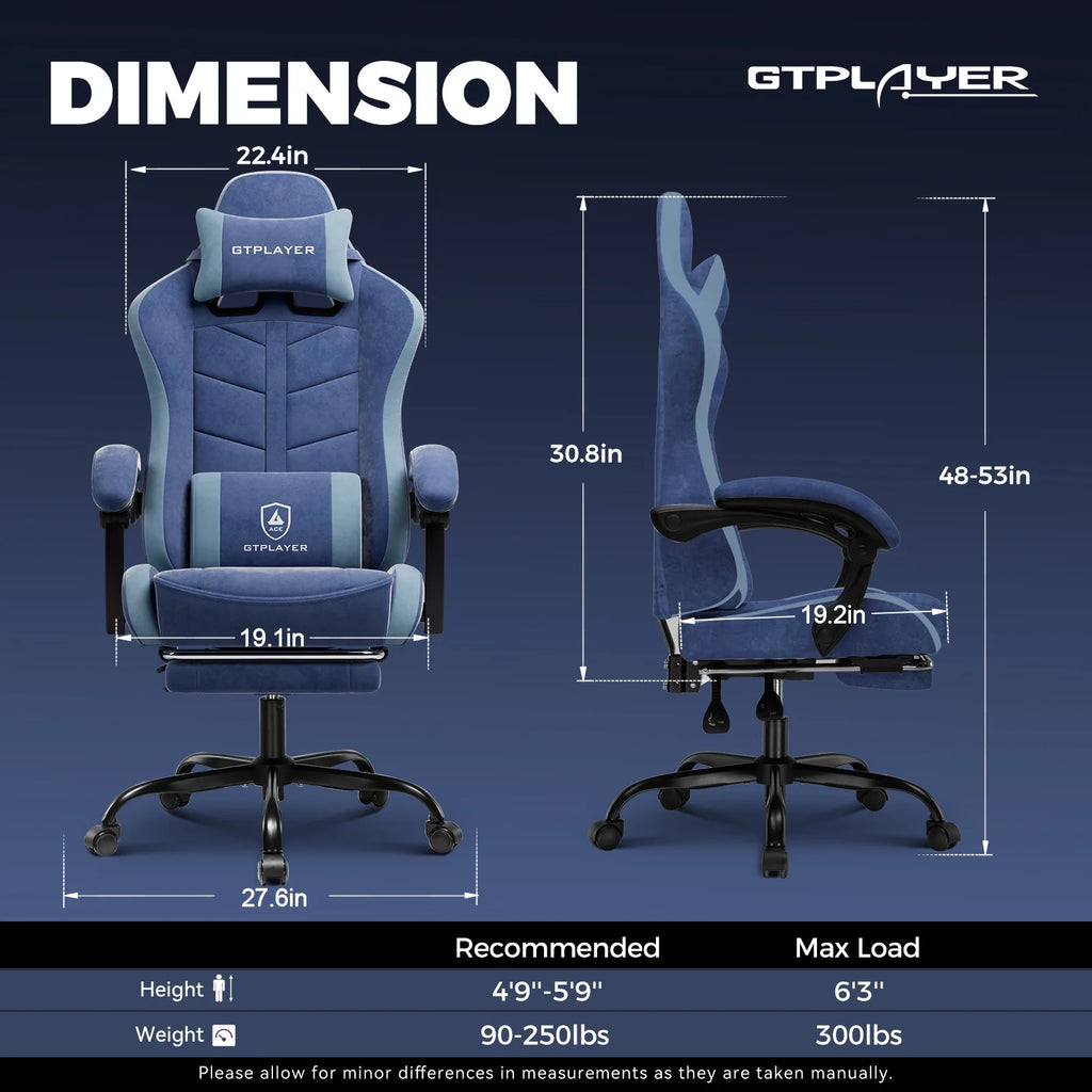 Ergonomic Gaming Chair with Footrest, Computer Gaming Chair for Adults,Dark Blue