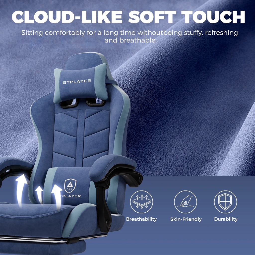 Ergonomic Gaming Chair with Footrest, Computer Gaming Chair for Adults,Dark Blue