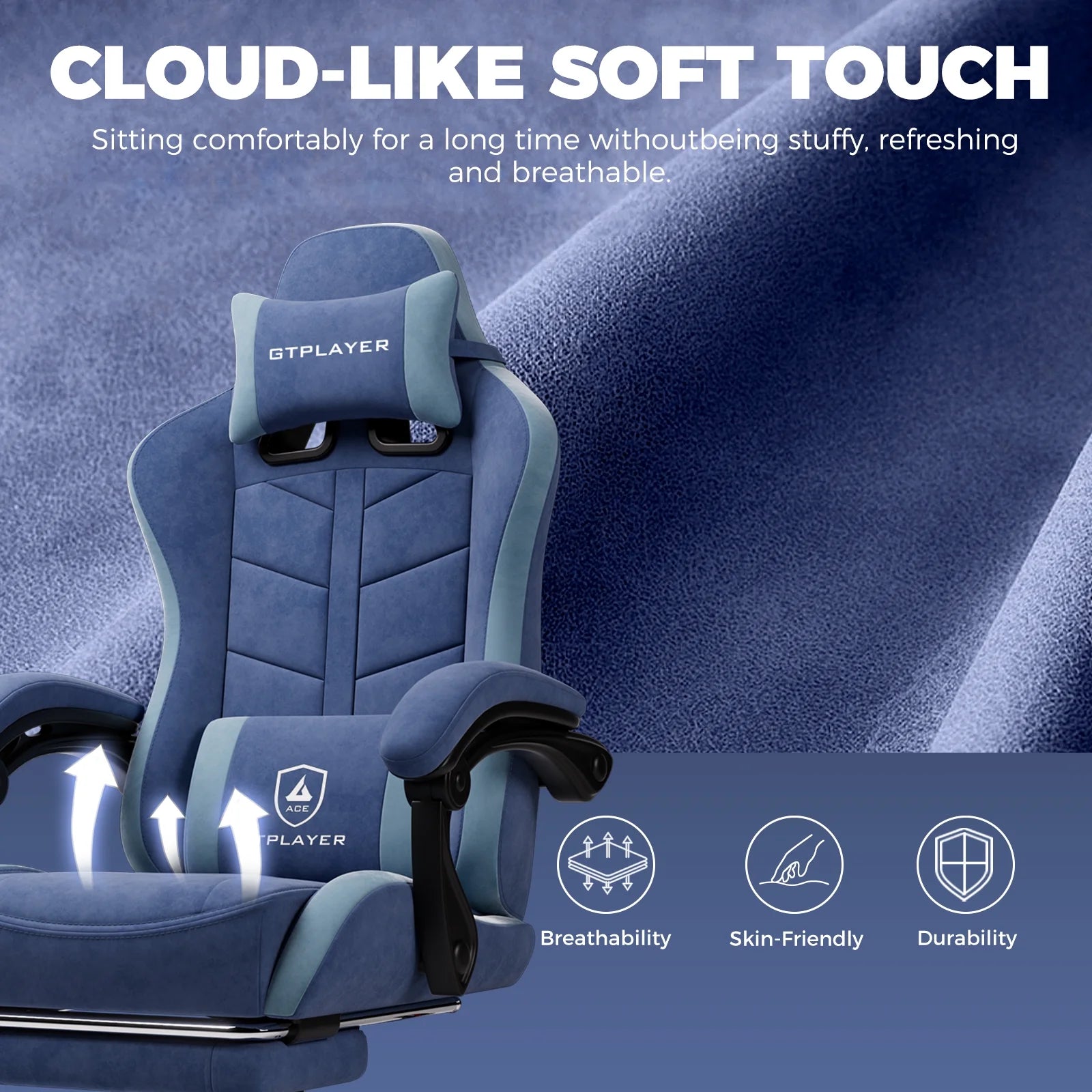 Ergonomic Gaming Chair with Footrest, Computer Gaming Chair for Adults,Dark Blue