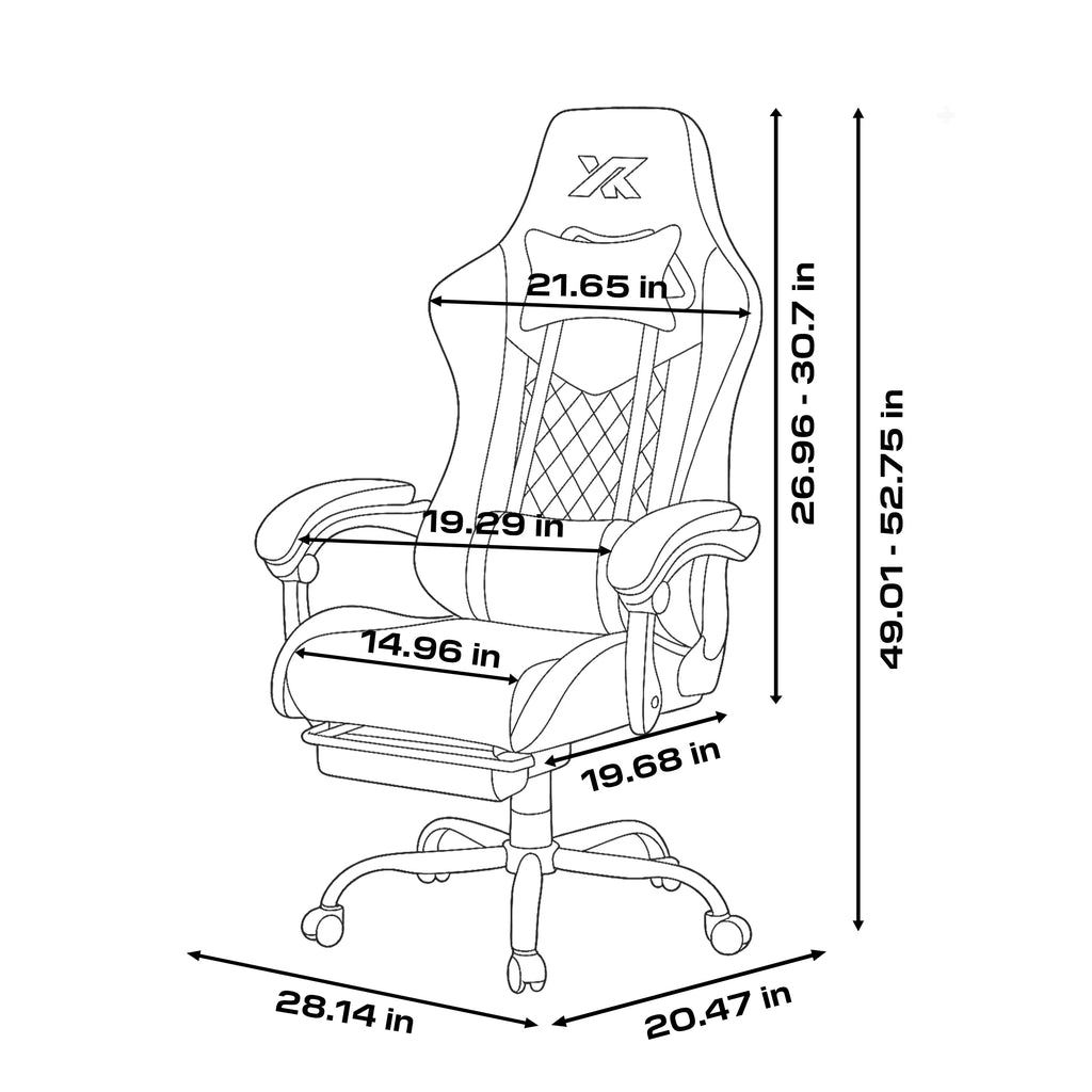 Apex PC Gaming Chair with Massage Function and Footrest, White