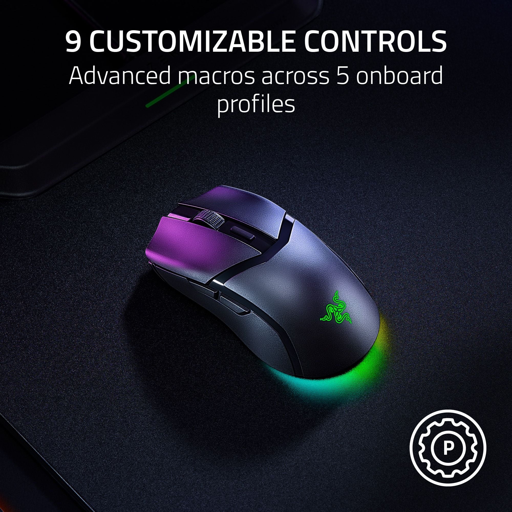 Cobra Hyperspeed - Lightweight Customizable Wireless PC Gaming Mouse, 2.4Ghz, Bluetooth, 62G, Black