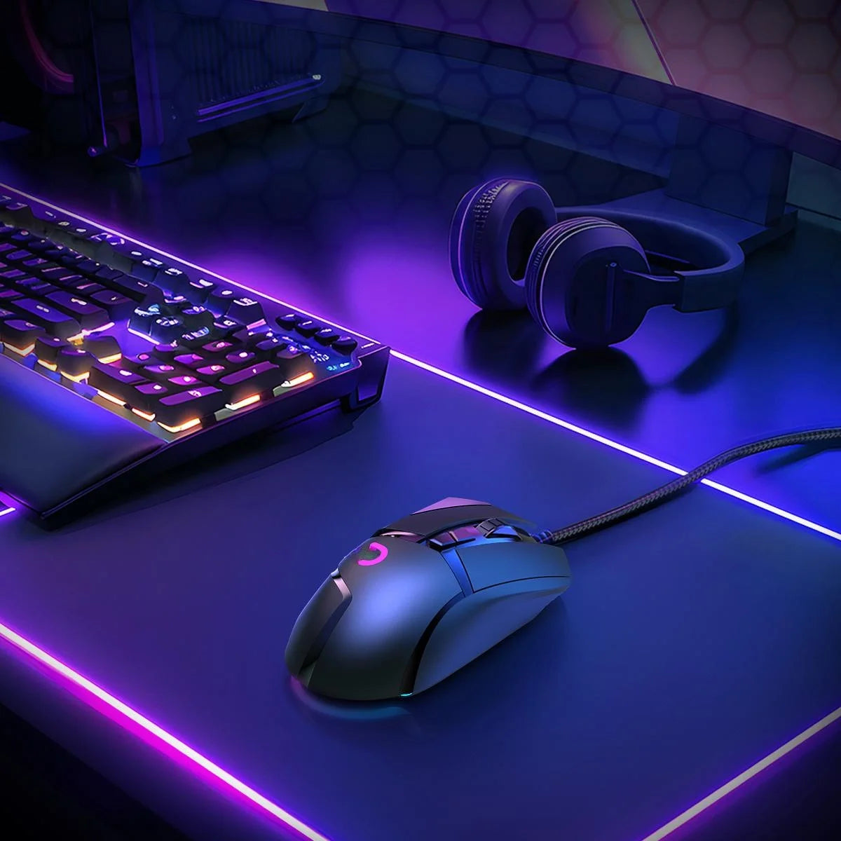 Wired Gaming Mouse, 16000 DPI Optical Sensor & 8 Programmable Buttons, Ergonomic RGB Computer Mouse with Lightweight Design for PC / Mac, Black
