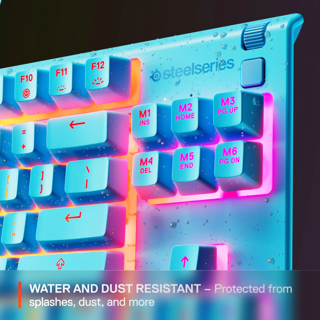 Apex 3 TKL Aqua RGB Gaming Keyboard — Tenkeyless Compact Form Factor — 8-Zone RGB Illumination — Water and Dust Resistant — Whisper-Quiet Gaming Switch