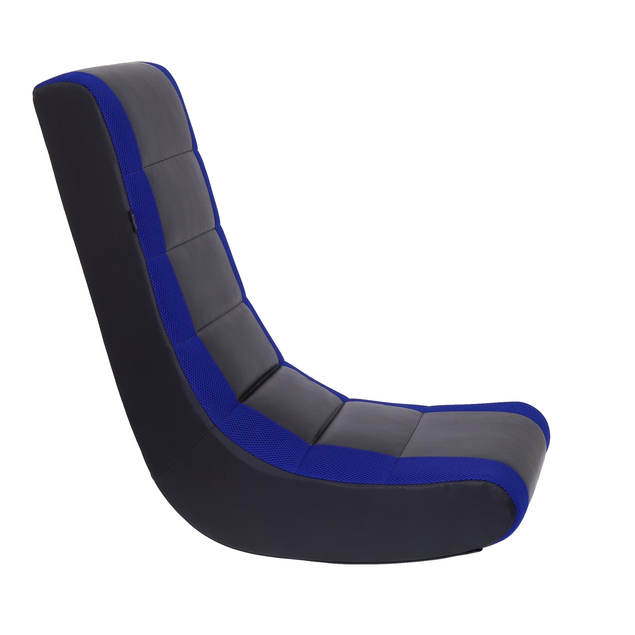 Classic Video Rocker Floor Gaming Chair, Kids and Teens, PU Faux Leather & Polyester Mesh, Black/Blue