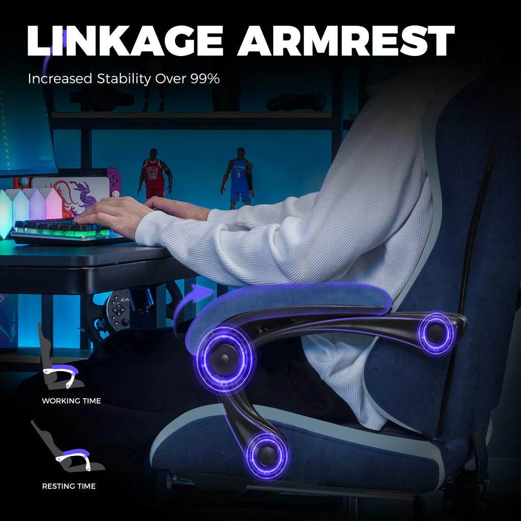 Ergonomic Gaming Chair with Footrest, Computer Gaming Chair for Adults,Dark Blue