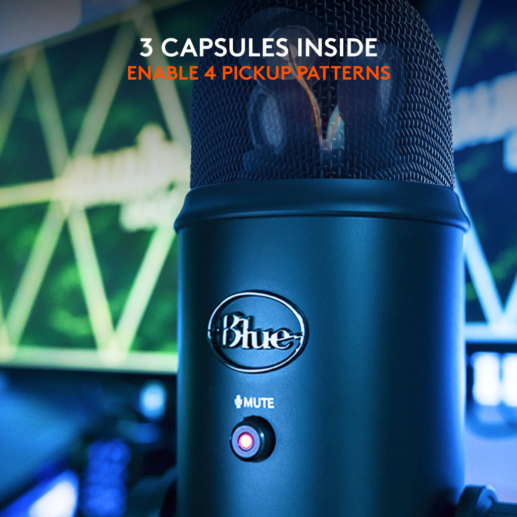 Blue Yeti USB Microphone for PC, Mac, Gaming, Recording, Streaming, Podcasting, Plug and Play, Blackout