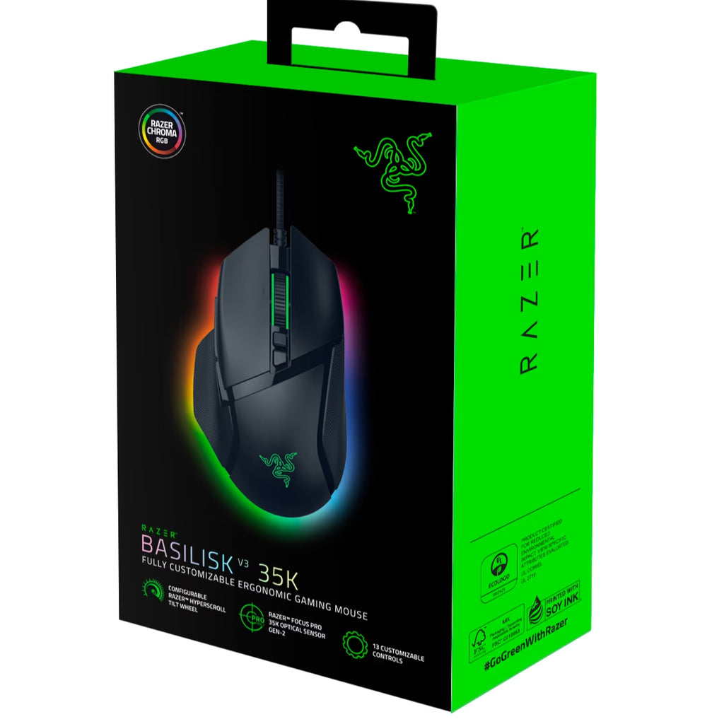 Basilisk V3 35K Fully Customizable Ergonomic Gaming Mouse with Chroma RBG, Black