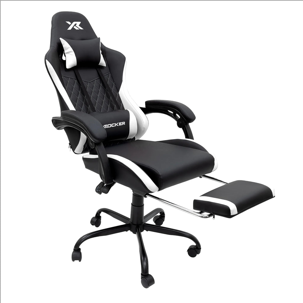 Apex PC Gaming Chair with Massage Function and Footrest, White