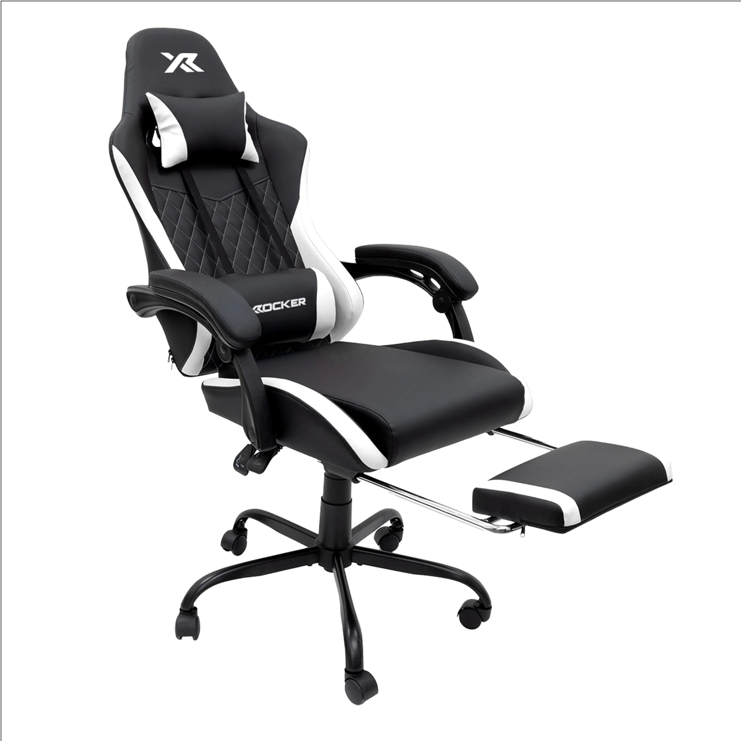 Apex PC Gaming Chair with Massage Function and Footrest, White