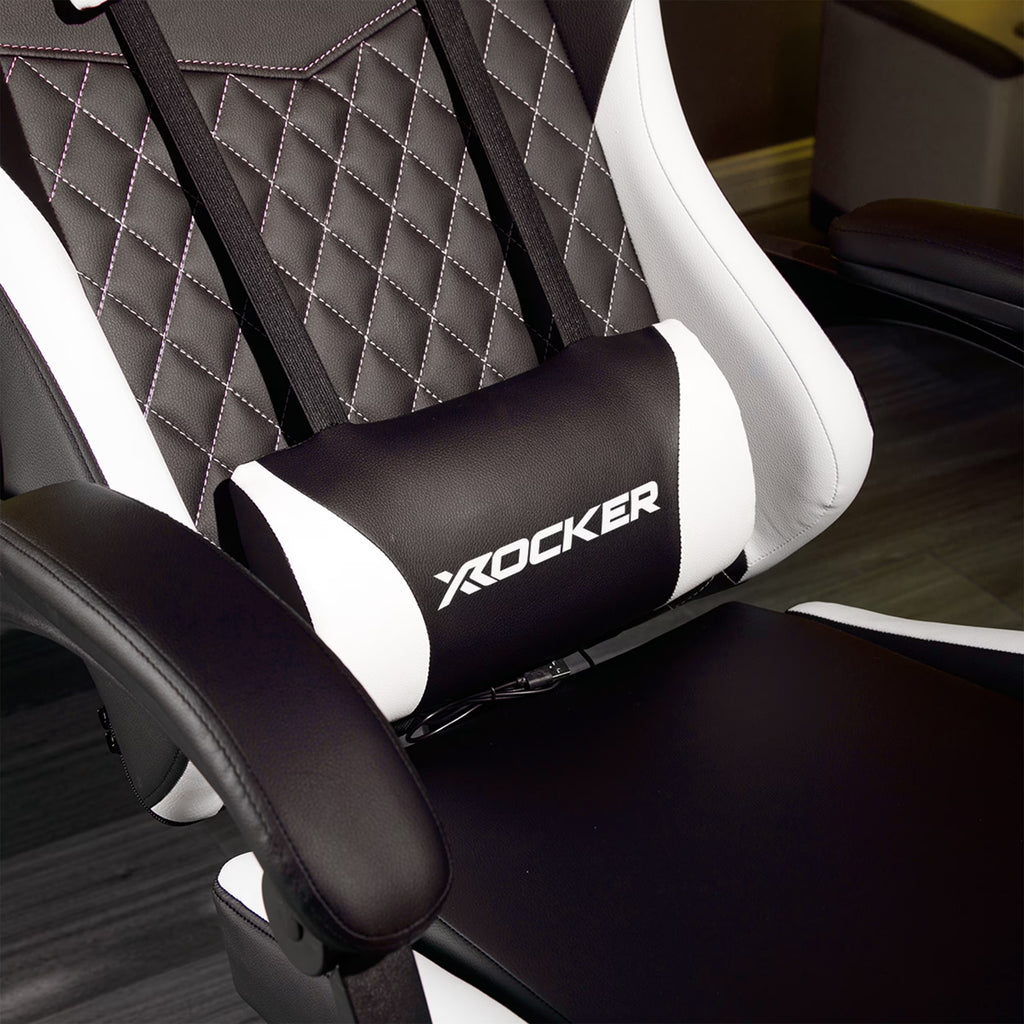Apex PC Gaming Chair with Massage Function and Footrest, White