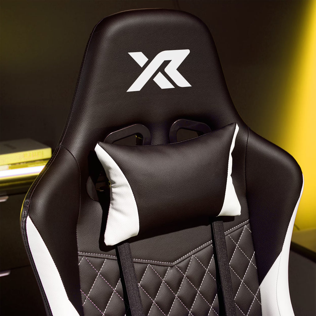 Apex PC Gaming Chair with Massage Function and Footrest, White
